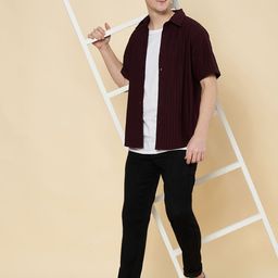 STRYZER Men Classic Textured Spread Collar Casual Shirt-image-84