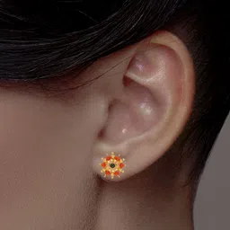 C KRISHNIAH CHETTY JEWELLERS PVT LTD 22KT Gold Radiance Stud Earrings - 3.66 g-picture-4