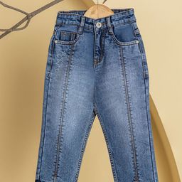 Purple United Kids Girls Straight Fit Heavy Fade Jeans-image-89