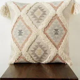 Aura Beige & Grey Geometric Square Cushion Covers-27