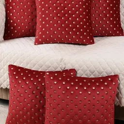 TANLOOMS Set Of 5 Maroon Velvet Square Cushion Covers-image-56