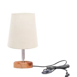 Pinecraft INTERNATIONAL Off White & Brown Edra Table Lamp with Shade image 3