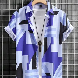Metronaut Men Standard Regular Fit Spread Collar Abstract Printed Elastane Casual Shirt-image-80