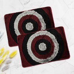 Myntra Elegant Homes 2-Pcs Grey & Maroon Self-Designed Anti-Skid Doormat-3