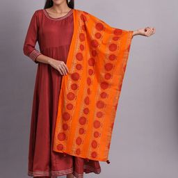 Sangria Ethnic Motifs Printed Cotton Dupatta-picture-14