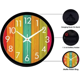 Arpita Crafts Black Printed Contemporary Wall Clock-image-82