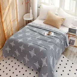 JC HOME Grey & White Ethnic Motifs Cotton AC Room 300 GSM Double Bed Quilt-image-90