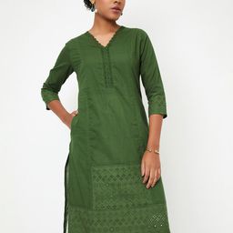 max Women Geometric Thread Work Kurta-96