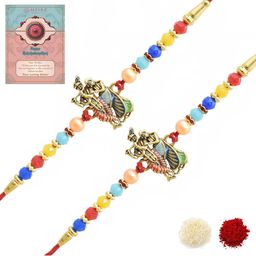 MEIRA JEWELLERY Set Of 2 Rakhi With Roli Chawal & Greetings Card Set-image-70