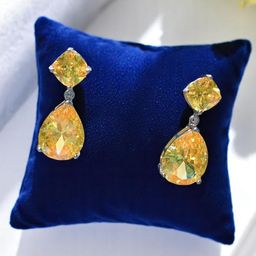 Jewels Galaxy Silver-Plated American Diamond Studded Teardrop Shaped Drop Earrings-15