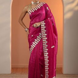 Libas Floral Embroidered Organza Saree-image-86