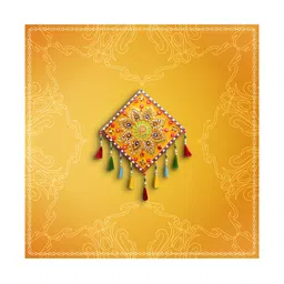 AURESSA Yellow & Blue Embellished Wall Hanging Decor-picture-1