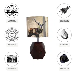 Pinecraft INTERNATIONAL Brown & Grey Printed Table Lamp with Shade image 4