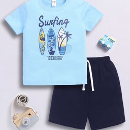 LITTLE NINJA Boys Printed Round Neck Top With Shorts-image-77
