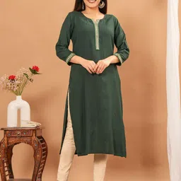 KPF Ethnic Motifs Yoke Design Notch Neck Straight Kurta-picture-13