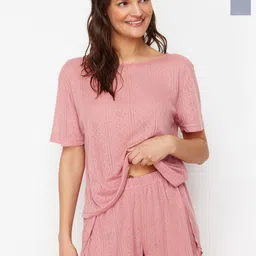 Trendyol Women Pack Of 2 Short Sleeves Night suit-image-79