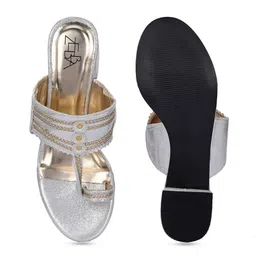 Zebba Embellished PU Block Gladiators with Tassels image 2