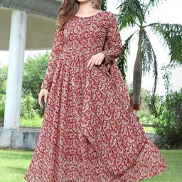Daeneyrys Women Ethnic Motifs Printed Maxi Ethnic Dress With Dupatta-image-43
