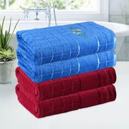 Myntra Elegant Homes Red 4 Printed Cotton 260 GSM Bath Towel-picture-15
