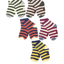 NESKA MODA Unisex Kids Pack Of 5 Multicolored Striped Ankle Length Socks-picture-5