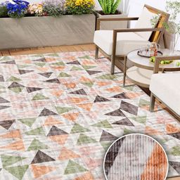 Kaleen India Green Geometric Anti-Skid Polyester Carpet-picture-4