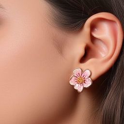 Namaste Jewels Pink Floral Enamel Stud Earring-picture-8