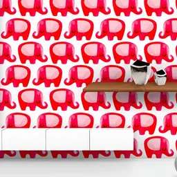 ArtzFolio Printed UV-Resistant Anti-Bacterial Pink Elephants Peel & Stick Wallpaper-image-90
