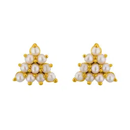 Sri Jagdamba Pearls Dealer Gold-Plated Contemporary Pearl Antique Studs-63