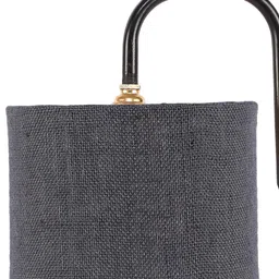 Devansh Grey & Black Solid Jute Shade Iron Table Lamp image 3