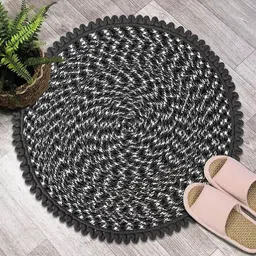 Kuber Industries Cream-Colored & Grey 2 Pieces Printed Cotton Anti Slip Doormats-6