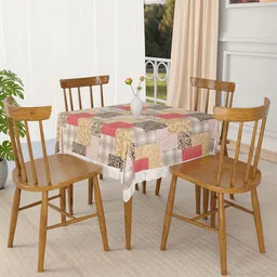 Kuber Industries White & Black Geometric Printed Waterproof 4-Seater Table Cover-9