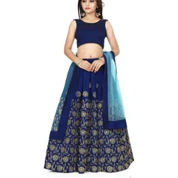 Shoryam Fashion Girls Blue Raw Silk Lehenga Choli-picture-56