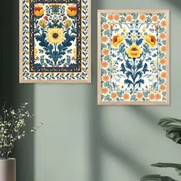 Kotart Brown & Yellow 2 Piece Wood Abstract Wall Paintings-image-88