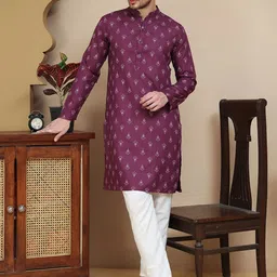 Anouk Rustic Floral Printed Mandarin Collar Straight Kurta with Pyjamas-image-93
