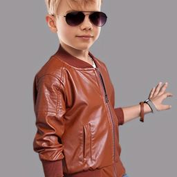 BAESD Unisex Kids Cotton Lightweight Crop Biker Jacket with Patchwork-picture-40