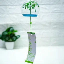 Ekhasa White & Green Printed Glass Japanese Wind Chimes For Home Decor & Living Room-image-93