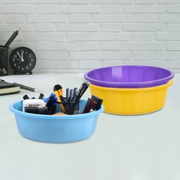 Kuber Industries Yellow & Purple 3 Pieces Desk Organisers 6 ltr-10