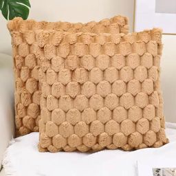 TANLOOMS Gold-Toned 2 Pieces Textured Velvet Square Cushion Covers-image-26