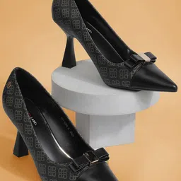 Bata PU Stiletto Pumps with Bows-picture-25