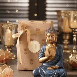 Pure Home and Living Blue & Gold Toned Buddha Idol Showpiece-image-77