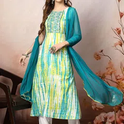 Stylum Women Printed Thread Work Lace Frills Bows and Ruffles Kurta-picture-19
