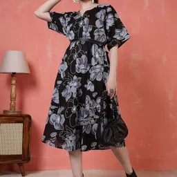 SZN Women Floral Print V-Neck Fit & Flare Dress-picture-47