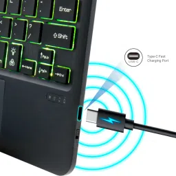 TECPHILE B102D Wireless Keyboard with Touchpad & Backlit, Ultra-Slim, Multi Device Bluetooth Handheld Multi-device Keyboard Compatible with Desktop, Laptop, Tablet, iPad, Mac multimedia_keys image 3