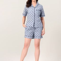 ETC Women Printed Pure Cotton Shirt & Shorts Night suit-picture-43