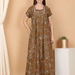 Sweet Dreams Women Printed Pure Cotton Maxi Nightdress-image-110