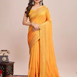 OFLINE SELECTION Floral Embroidered Pure Silk Saree-picture-39
