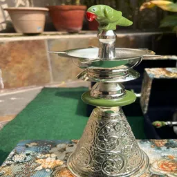 Barn 14 Silver-Plated Textured Parrot Diya Stand-image-36