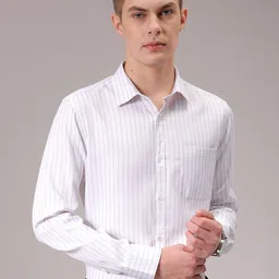 Luxe by TIGC Men Spread Collar Multi Striped Slim Fit Formal Shirt-image-46