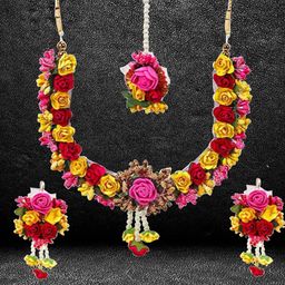 YouBella Artificial Flower Studded & Beaded Jewellery Set-picture-35