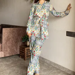 FFI Floral Printed Shirt With Trouser Co-Ords-picture-49